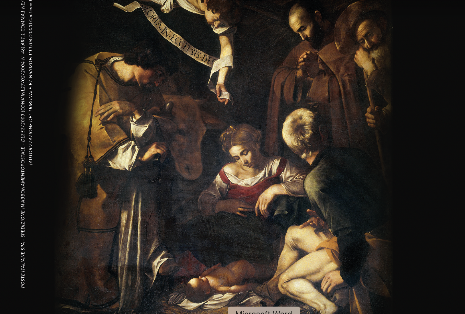 Natività di Caravaggio, copertina NPVF